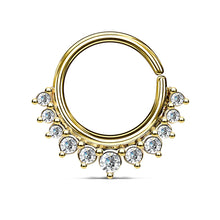Load image into Gallery viewer, 16g Crystal Paved Half Circle Seamless Hoop - Gold

