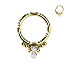 Load image into Gallery viewer, 16g Cubic Zirconia Cluster Beads Seamless Hoop - Gold
