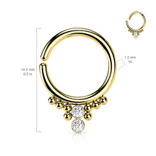 Load image into Gallery viewer, 16g Cubic Zirconia Cluster Beads Seamless Hoop - Gold
