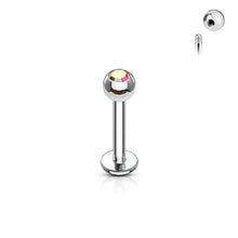 Load image into Gallery viewer, 16g Steel Labret Gem Ball 3/8&quot; - Aurora
