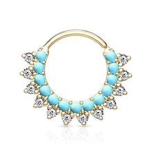 Load image into Gallery viewer, 16g Turquoise Double Lined Hoop - Gold
