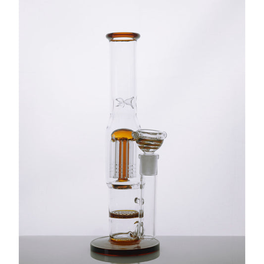 10" Colored Tree and Waffle Water Pipe - Amber