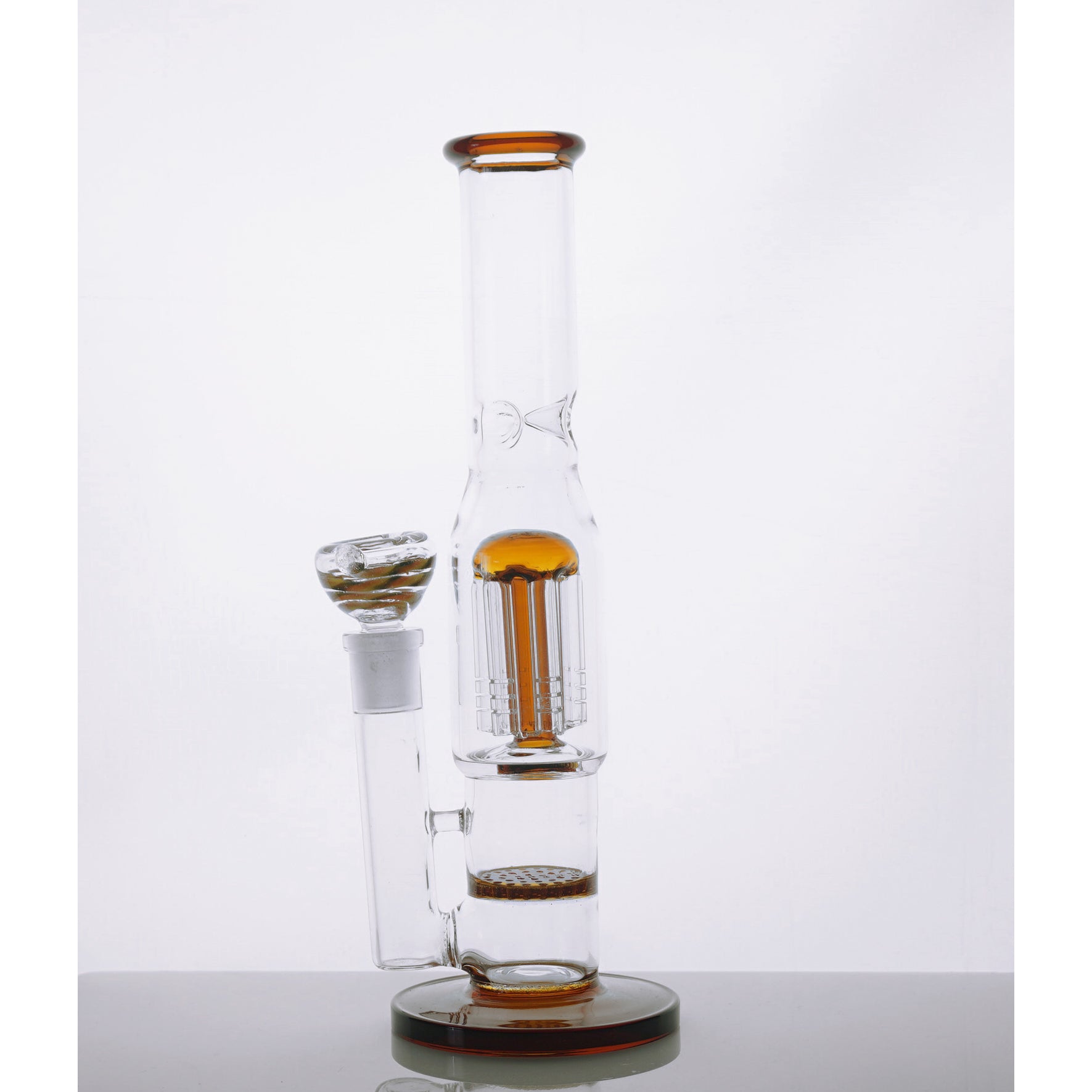 10" Colored Tree and Waffle Water Pipe - Amber