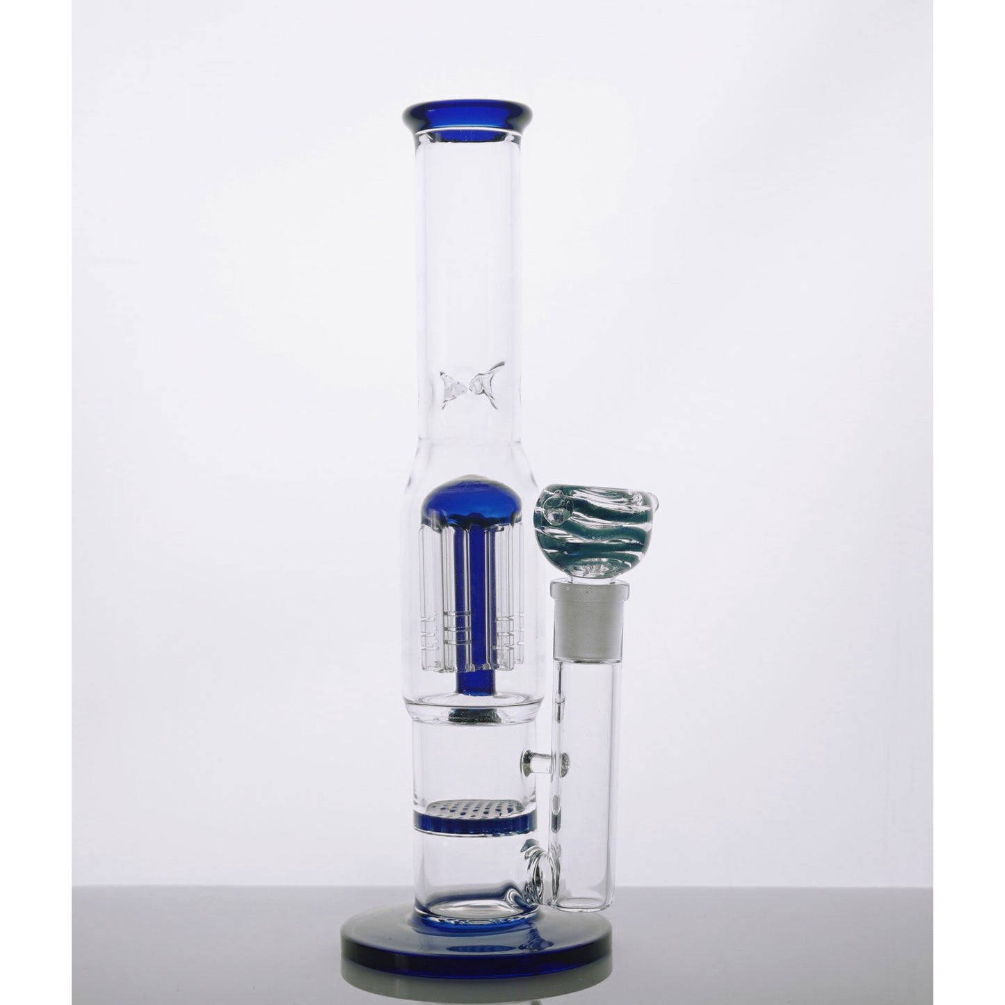 10" Colored Tree and Waffle Water Pipe - Blue