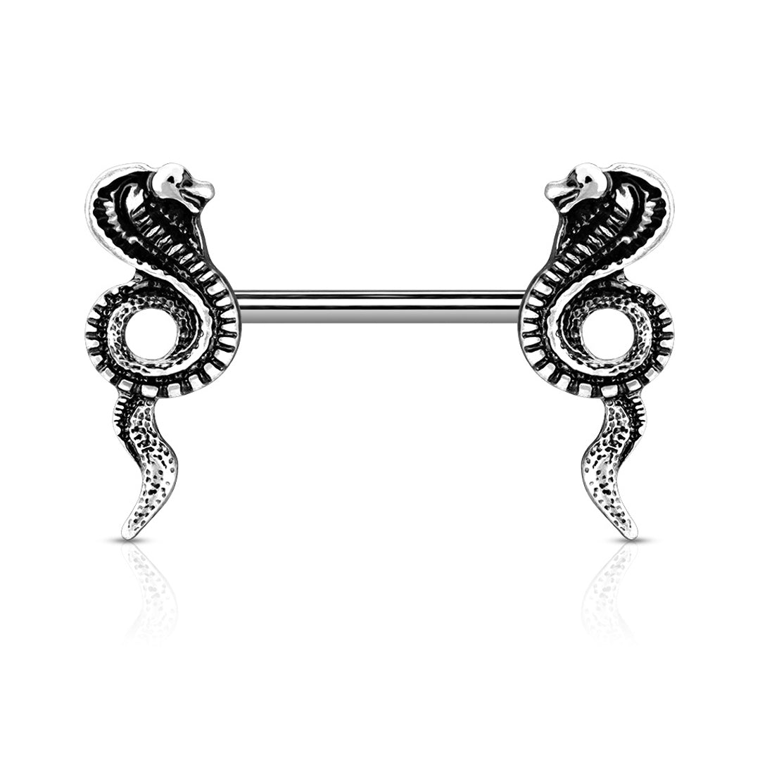 14g Cobra End Nipple Barbells - Pair - Steel