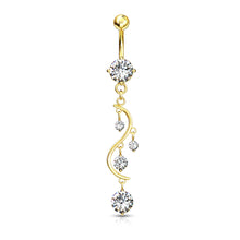 Load image into Gallery viewer, 14g Cubic Zirconia Vine Dangle Navel Ring
