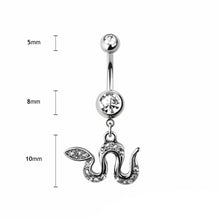 Load image into Gallery viewer, 14g Heart Shape Snake Navel Ring - Steel
