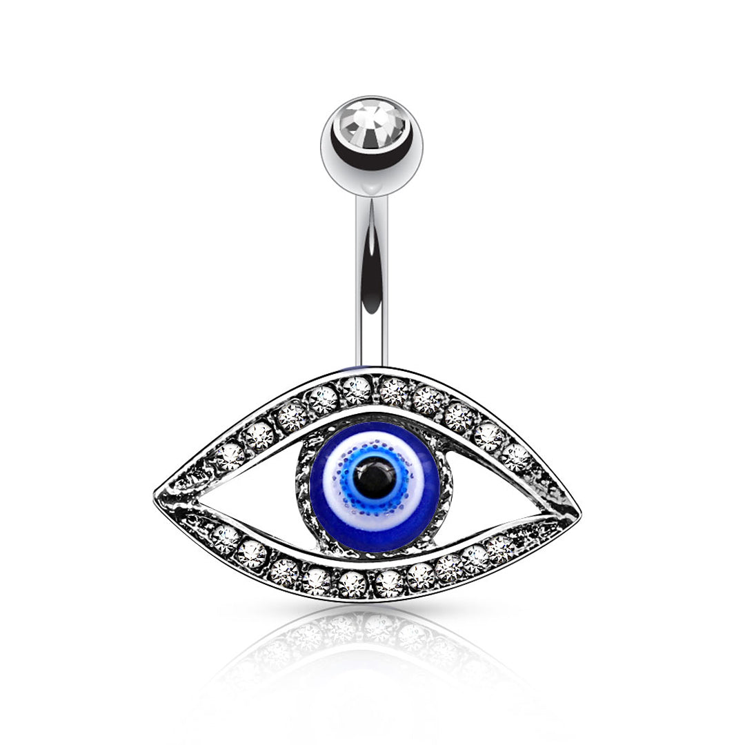 14g Lucky Eye Paved Stone Navel Ring