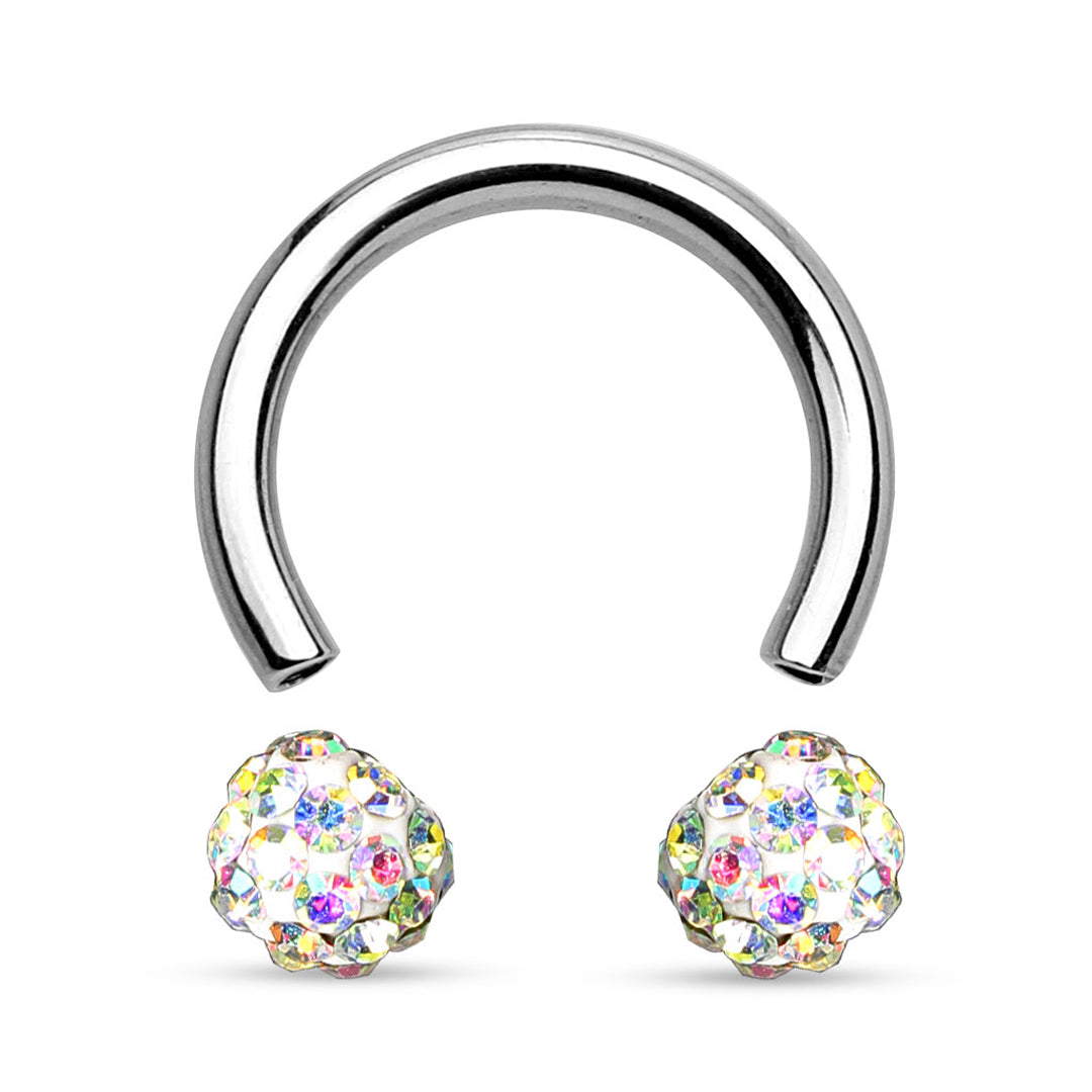 14g Paved Ferido Balls Nipple Horseshoe - Single - Aurora