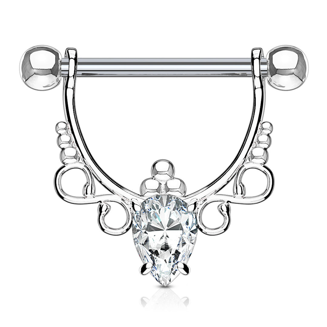 14g Pear Infinite Filigree Nipple Shield - Pair - Steel