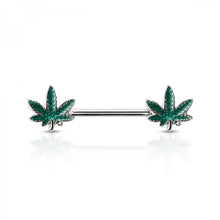 Load image into Gallery viewer, 14g Pot Leaf Industrial Nipple Bar - Single
