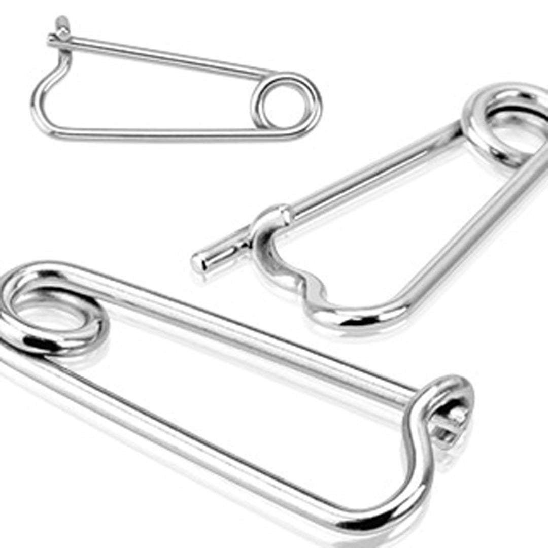 14g Safety Pin Nipple Ring - Single