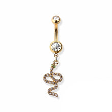 Load image into Gallery viewer, 14g Vertical Snake Navel Ring - Gold
