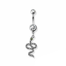 Load image into Gallery viewer, 14g Vertical Snake Navel Ring - Steel
