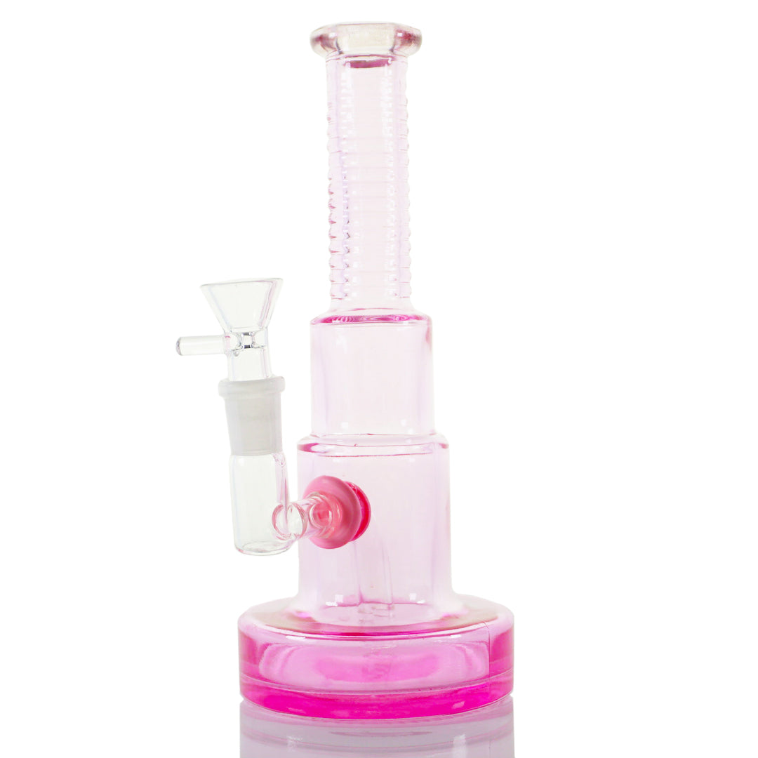 9" Two Tone Ridged Water Pipe - Pink