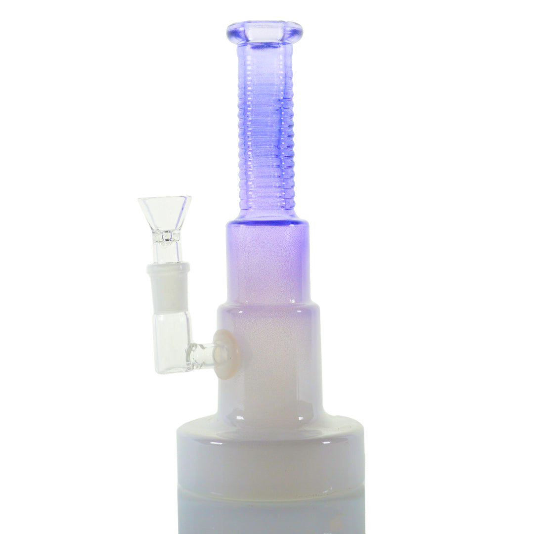 9" Two Tone Ridged Water Pipe - Purple & White