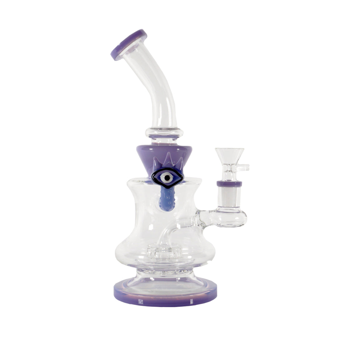 9.5" Horned Eyeball Water Pipe - Milky Purple