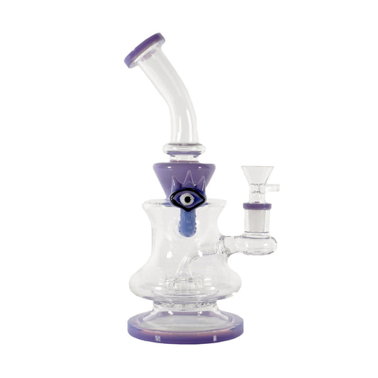 9.5" Horned Eyeball Water Pipe - Milky Purple