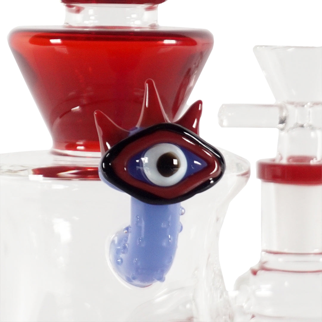 9.5" Horned Eyeball Water Pipe - Red