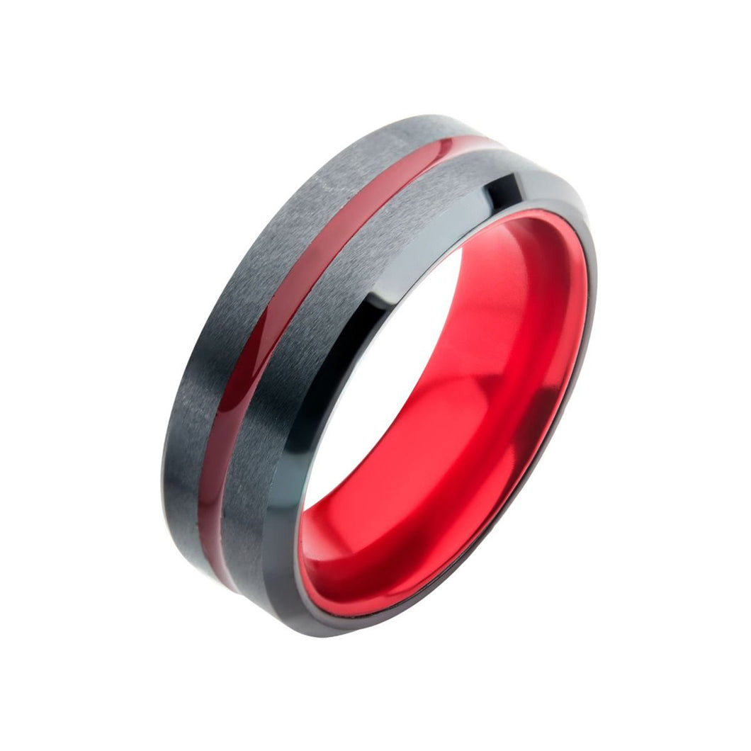 Black Plated with Red Beveled Aluminum Ring