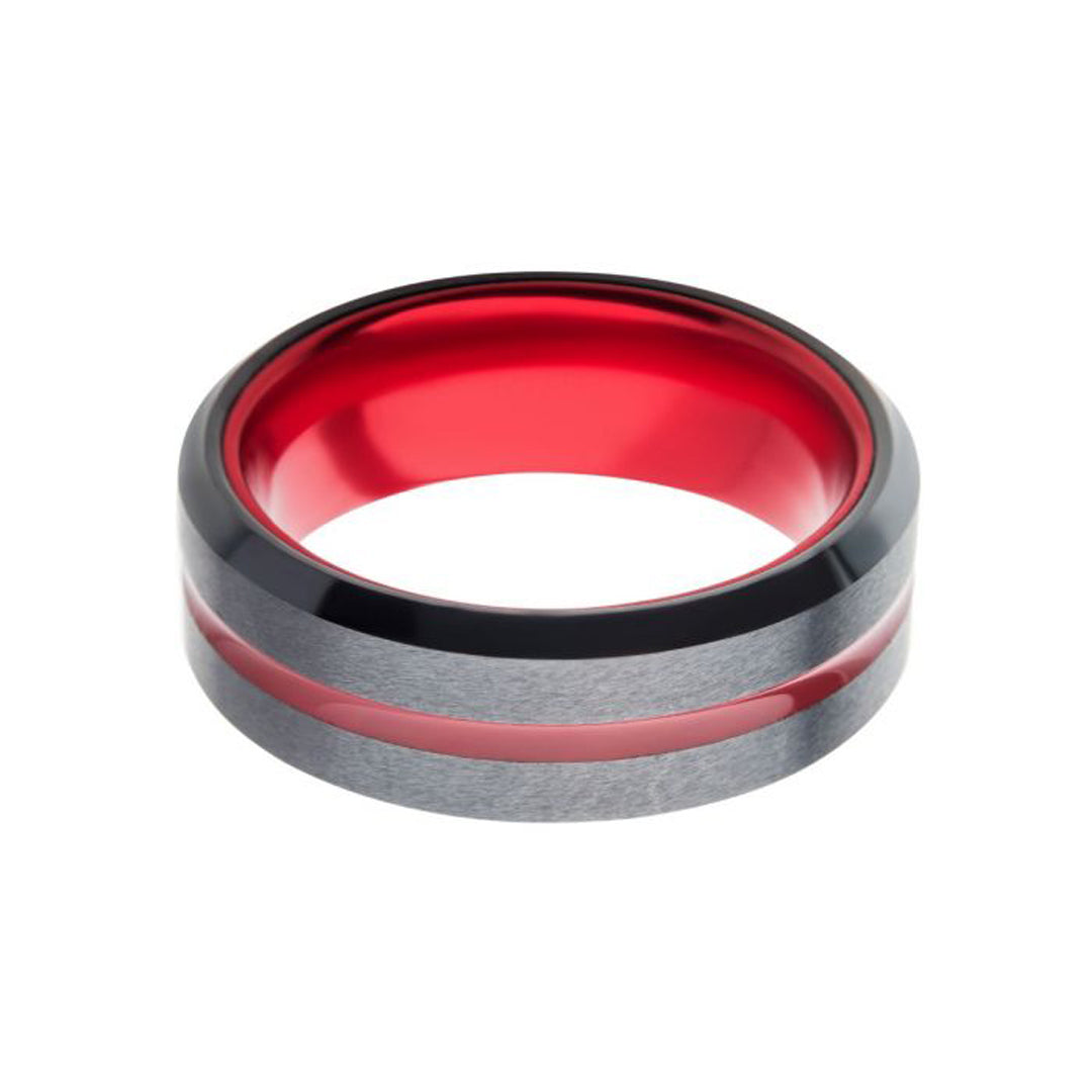 Black Plated with Red Beveled Aluminum Ring