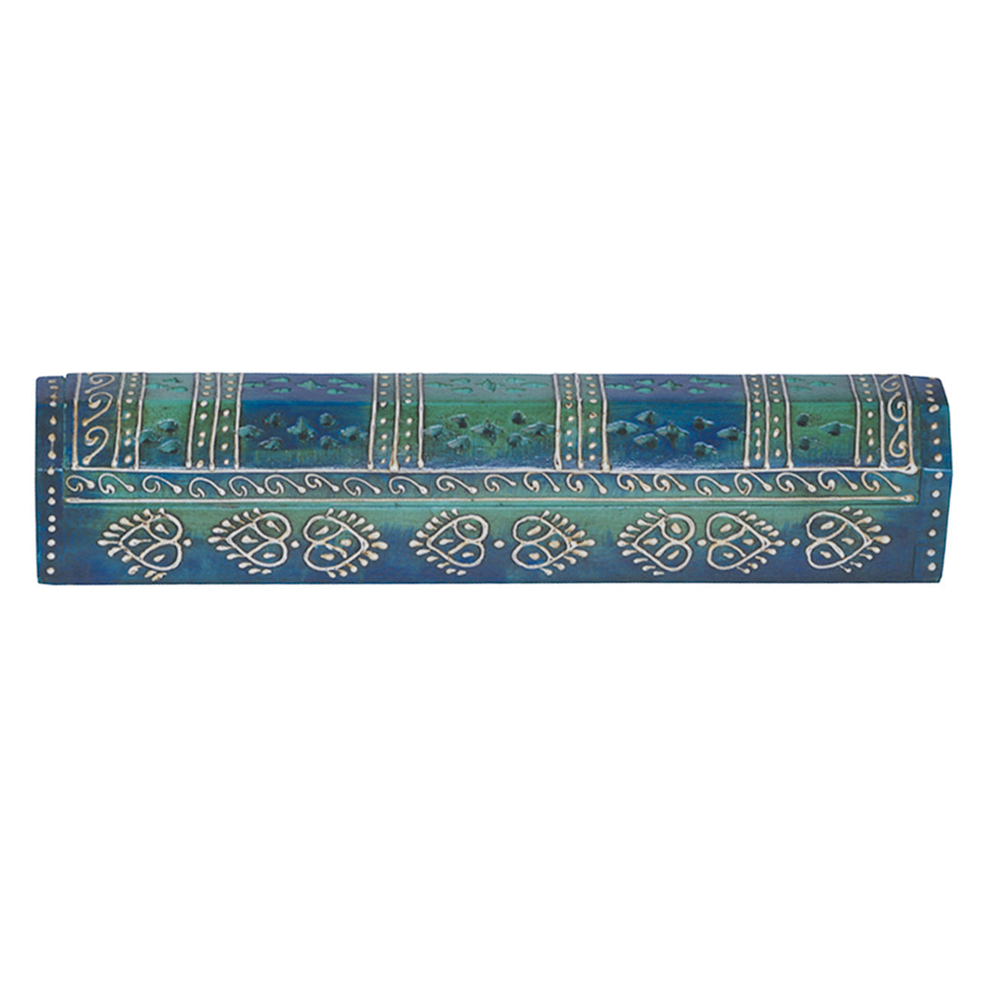 Blue & Green Hand Painted Coffin Incense Burner