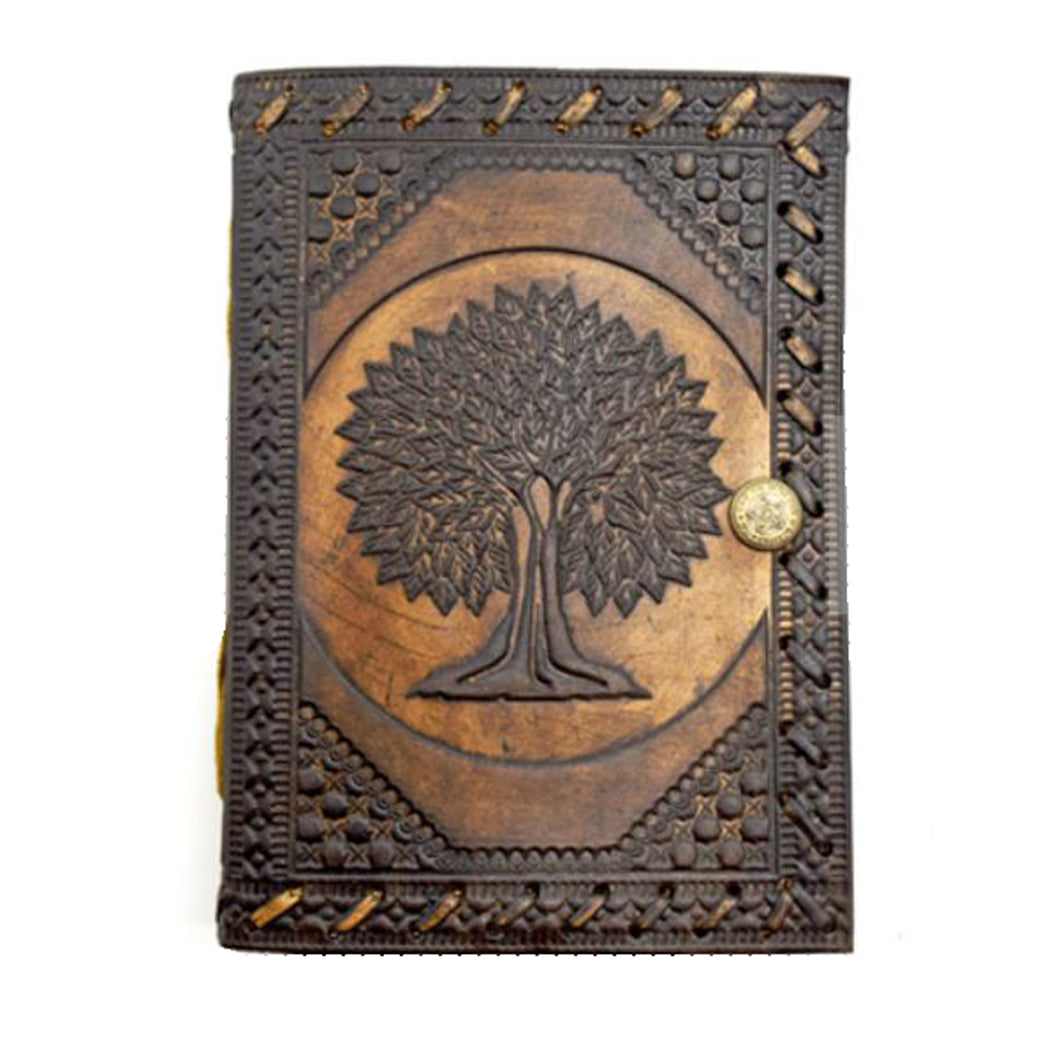 Embossed Leather Tree Of Life Journal With Snap Closure - 5