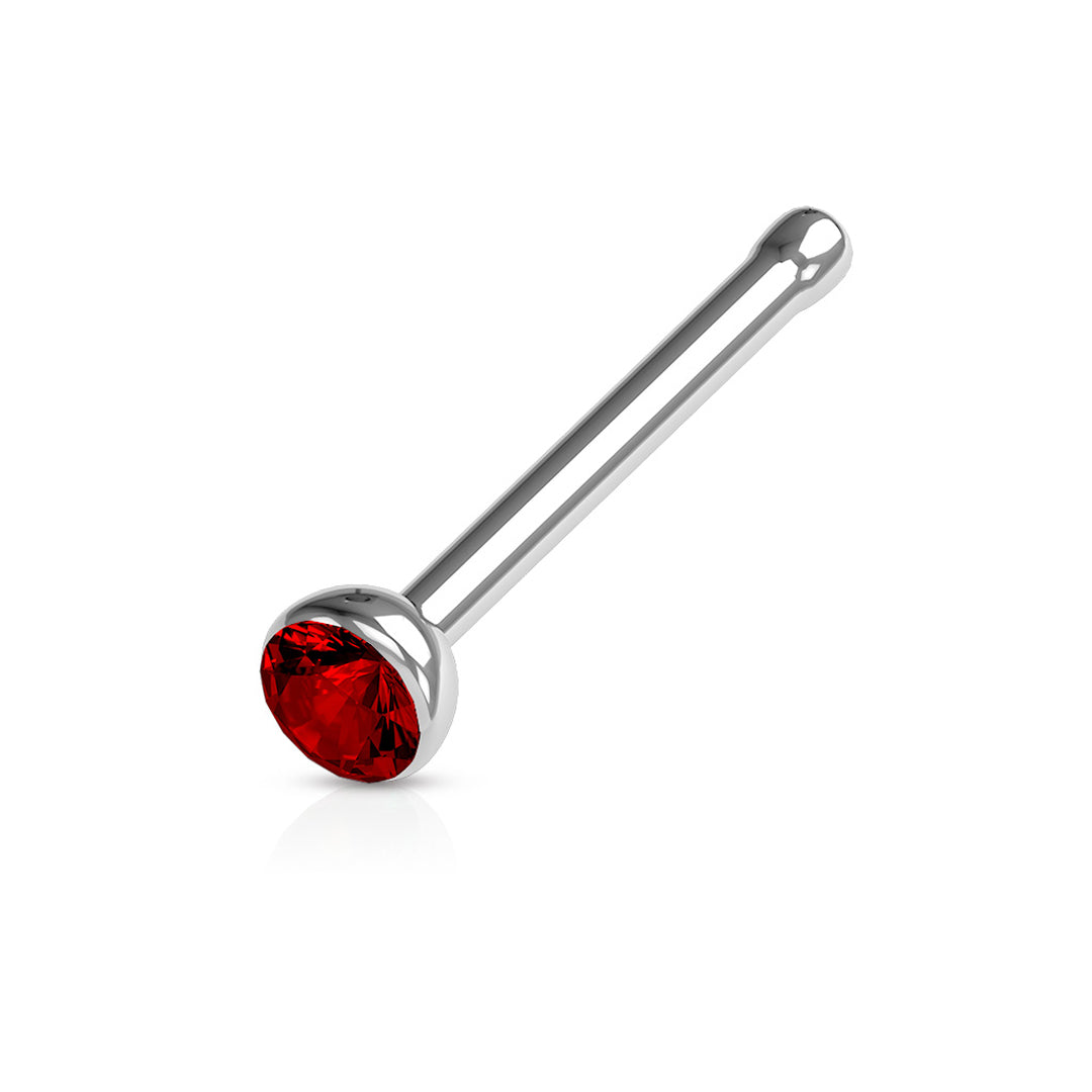 Knob Back 1/4" 18ga 316L Surgical Steel Gem Ball Nose Stud - Red