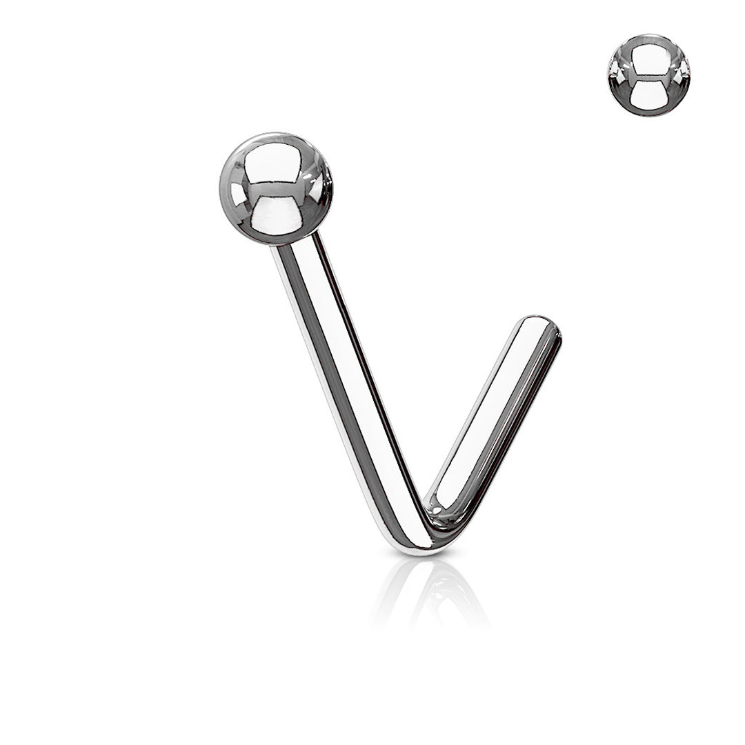 L-Bend 1/4" 20ga 316L Surgical Steel Ball End Nose Stud - Steel