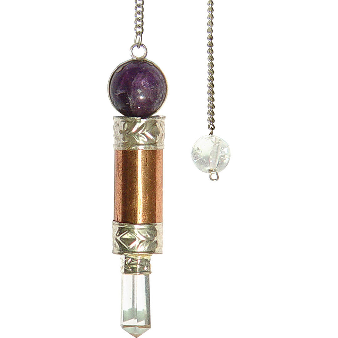 Metal Pendulum With Amethyst Ball Wand