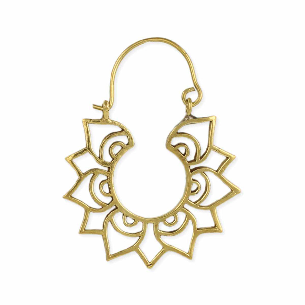Modern Lotus Gold Hoop Earrings