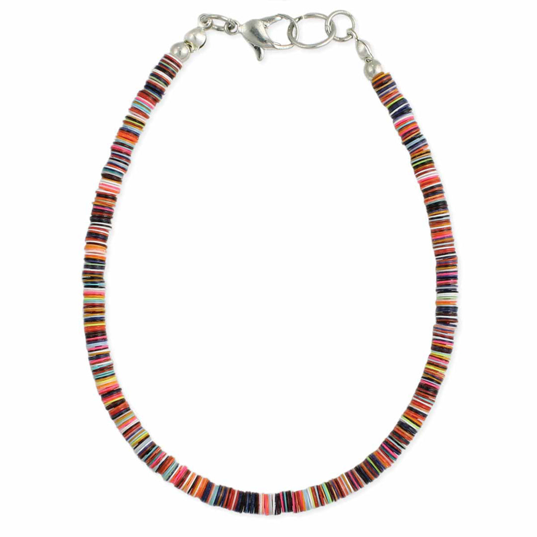 Multi Color Sequin Heishi Anklet