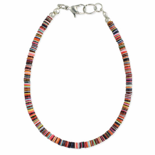 Multi Color Sequin Heishi Anklet