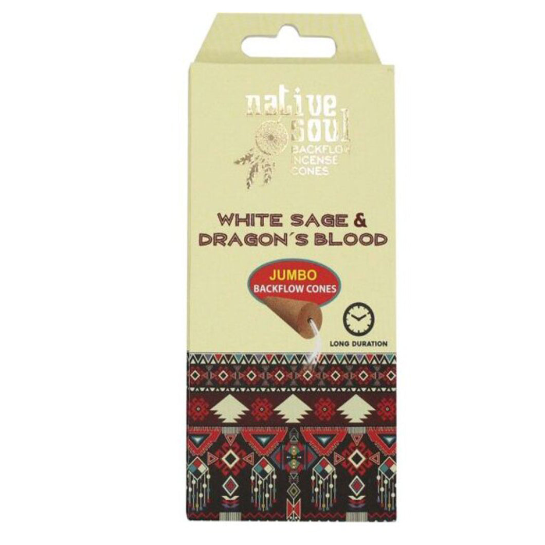 Native Soul White Sage & Dragon's Blood Jumbo Backflow Incense Cones 8ct