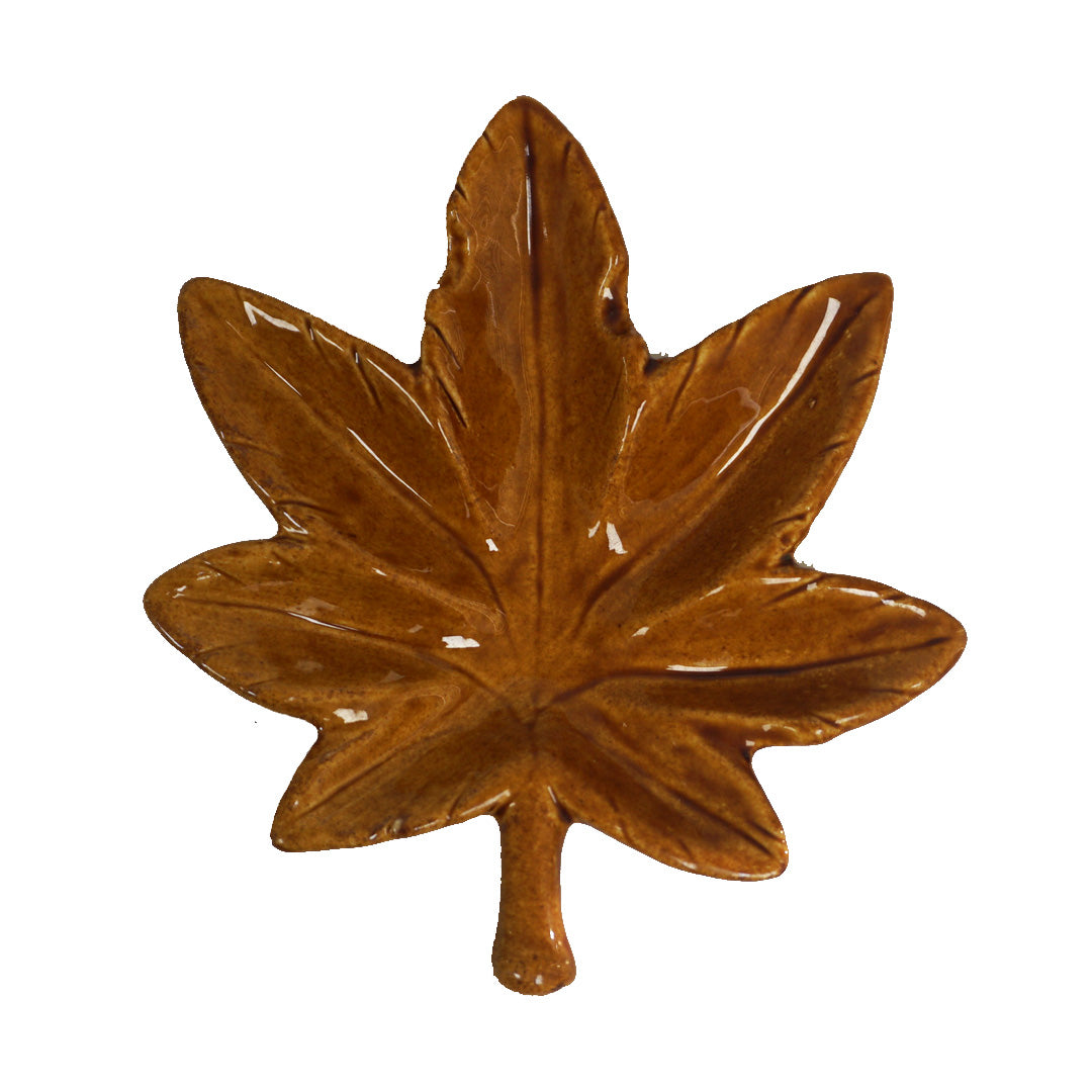 Porcelain Leaf Ashtray - Brown