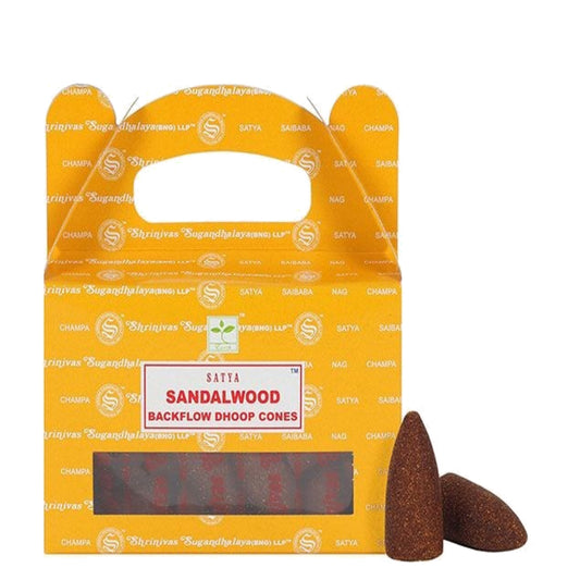 Satya Sandalwood Backflow Incense Cones 24ct