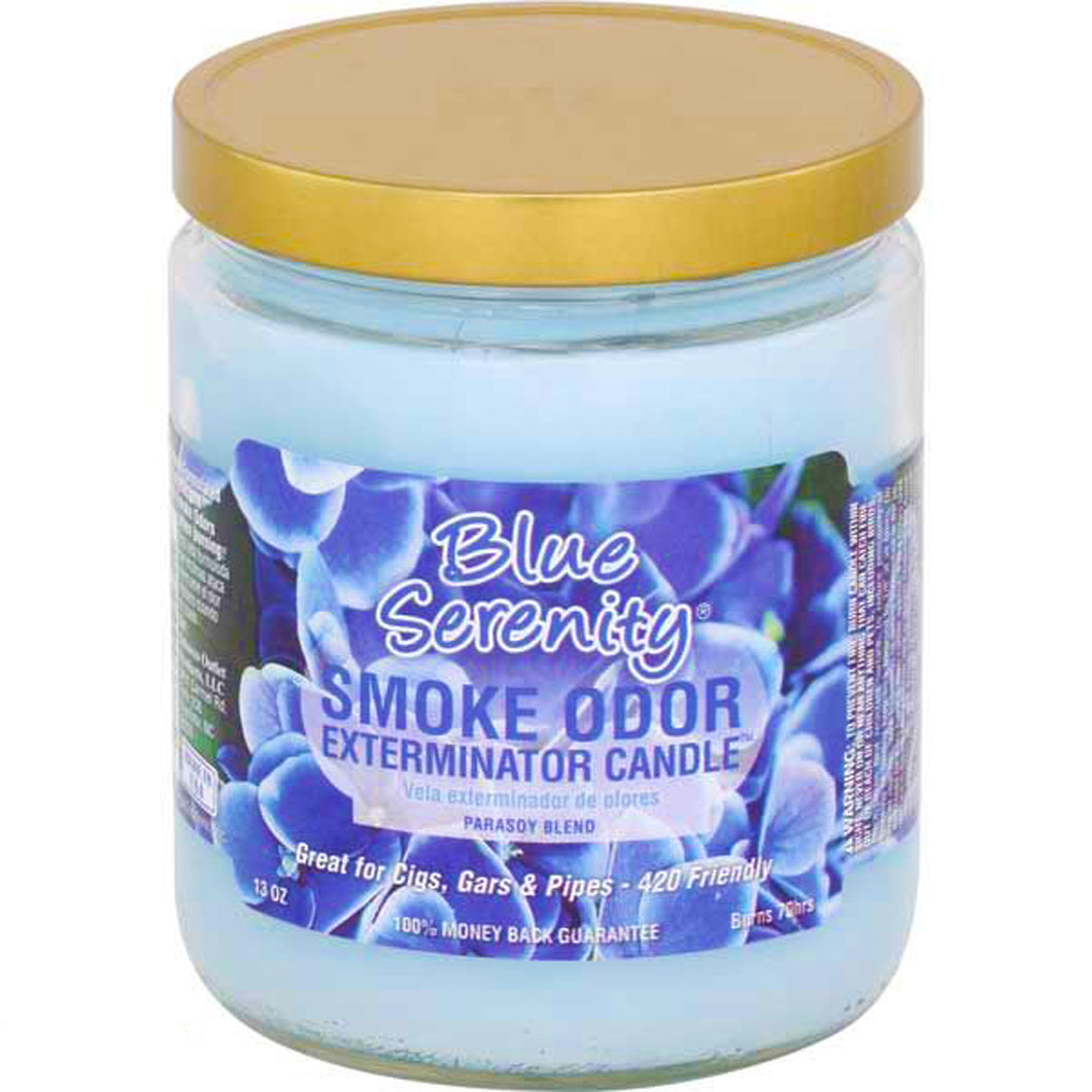 Smoke Odor Blue Serenity Candle