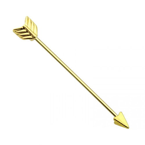 14g Arrow Barbell Industrial - Gold