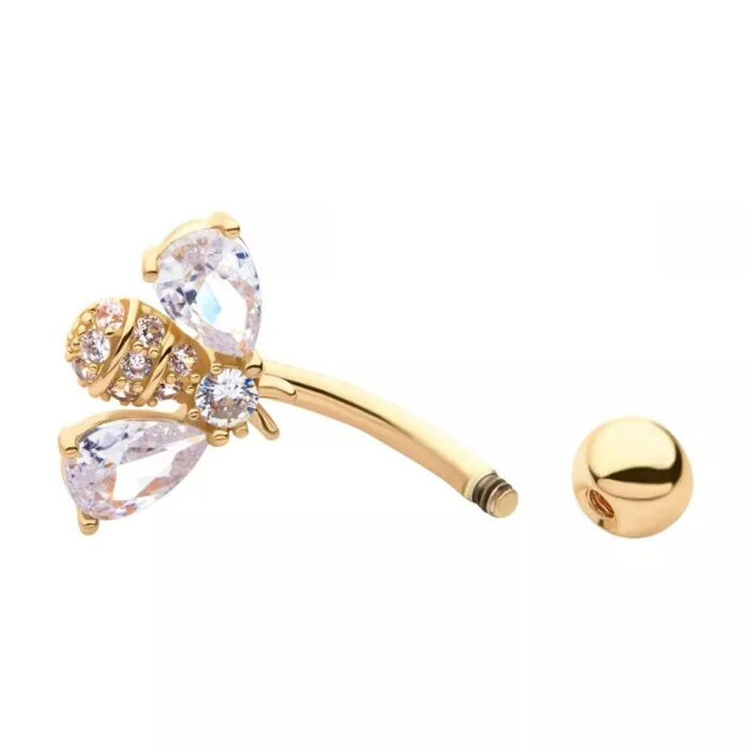 14g Cluster Bee Navel Ring - Gold