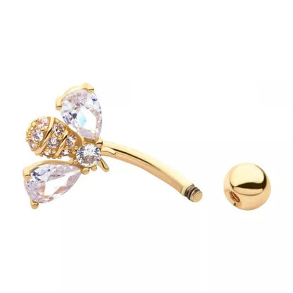 14g Cluster Bee Navel Ring - Gold