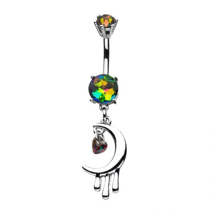 14g Moon & Heart Dangle Navel Ring