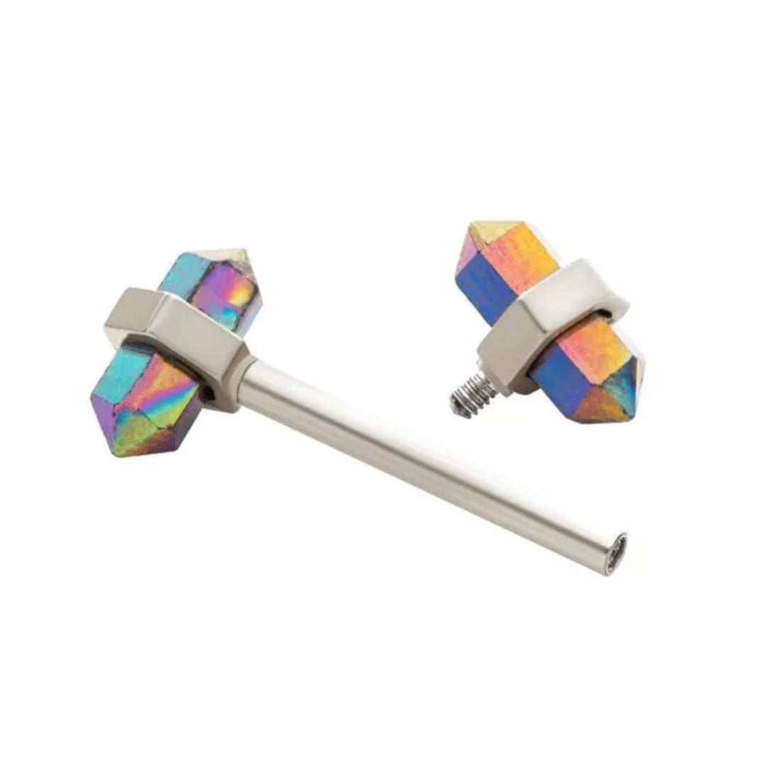 14g Resin Crystal Nipple Barbell - Pair - Steel