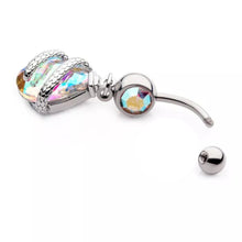 Load image into Gallery viewer, 14g Snake Wrapped Teardrop Dangle Navel Ring - Steel
