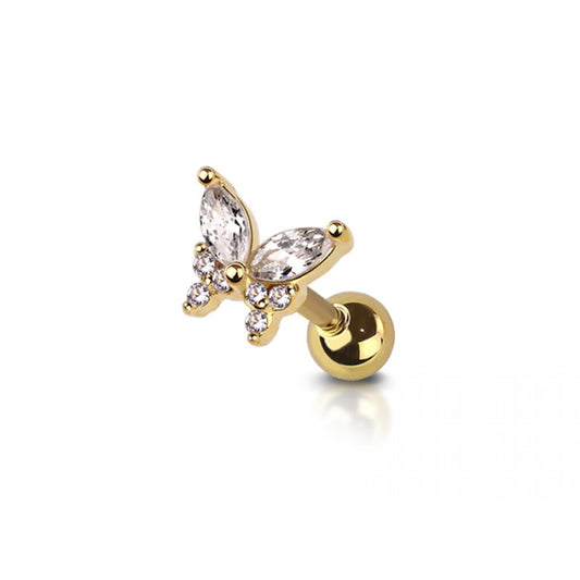 16g Butterfly Cartilage Bar - Gold