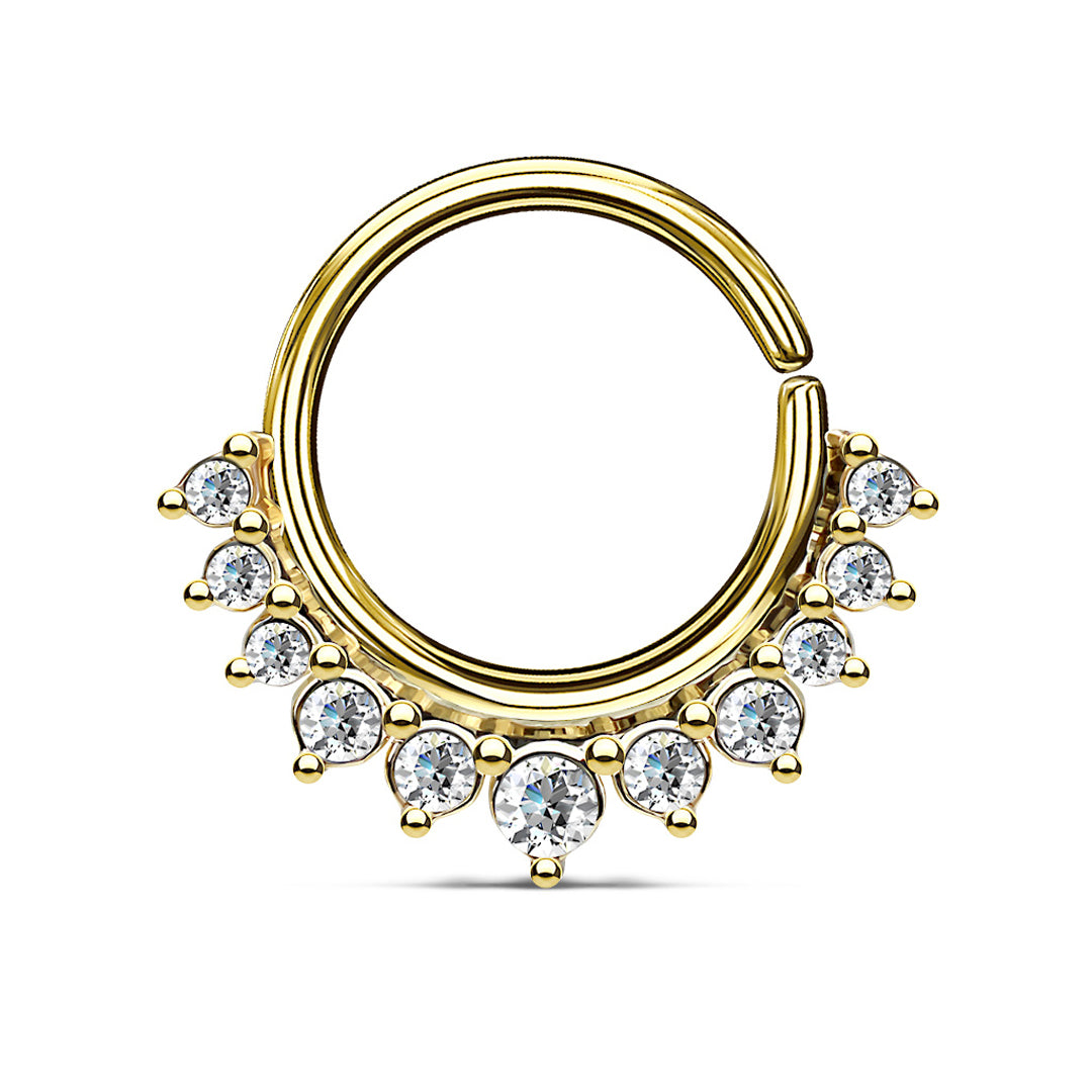 16g Crystal Paved Half Circle Seamless Hoop - Gold