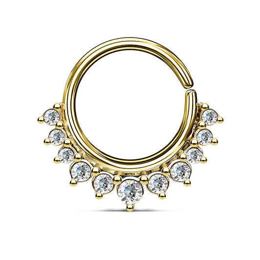 16g Crystal Paved Half Circle Seamless Hoop - Gold