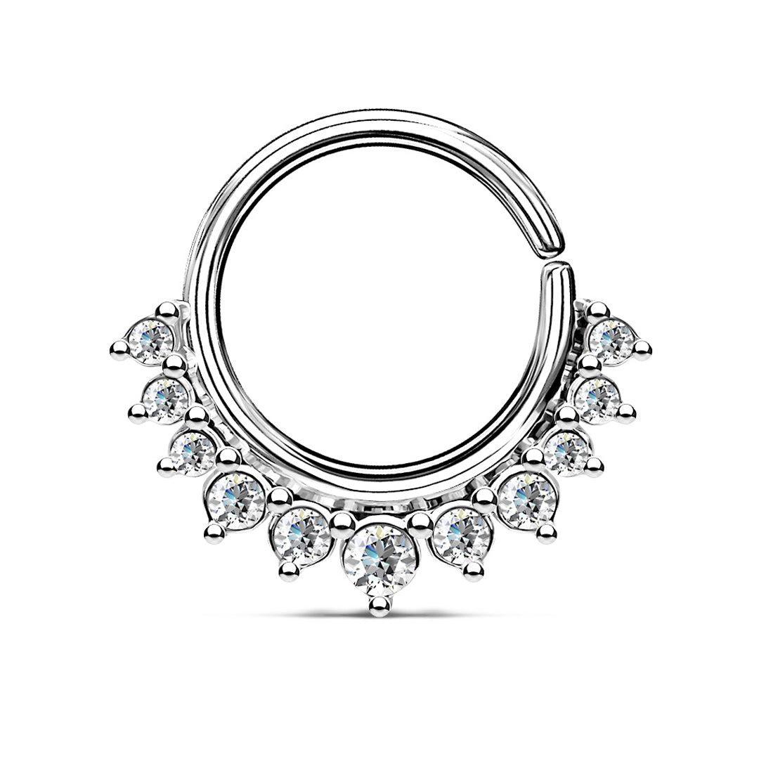 16g Crystal Paved Half Circle Seamless Hoop - Steel