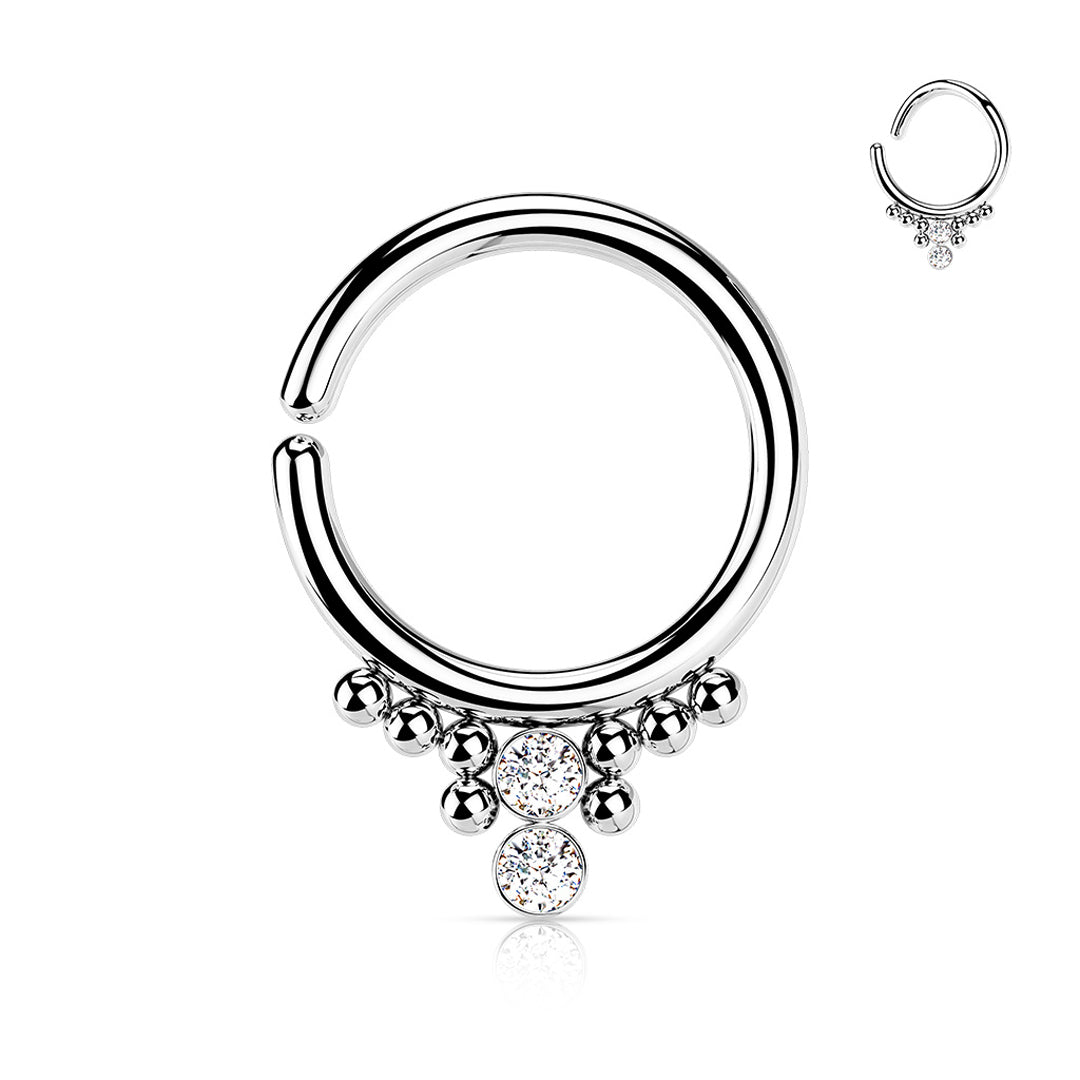 16g Cubic Zirconia Cluster Beads Seamless Hoop - Steel