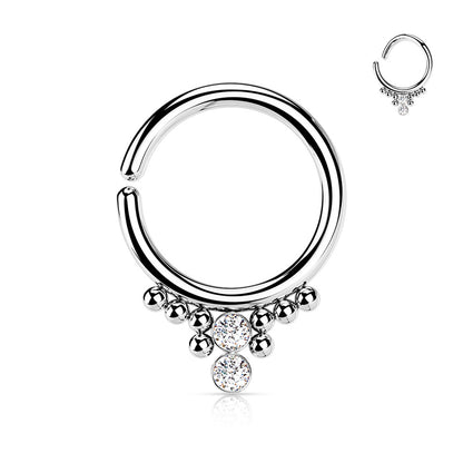 16g Cubic Zirconia Cluster Beads Seamless Hoop - Steel