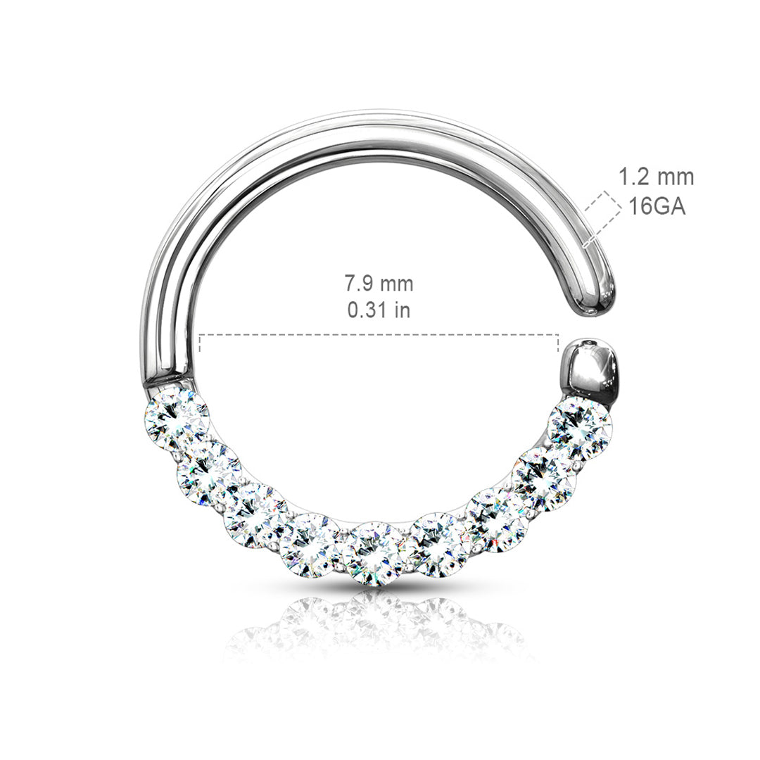 16g Half Circle Lined Seamless Hoop - Steel